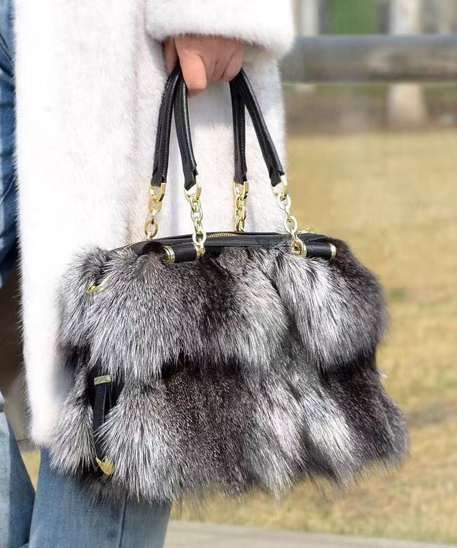 Sac fourre-tout grande capacité en fourrure de renard de style européen et américain - TrendAura