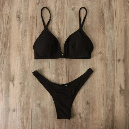 Eva Plunge Ribbed Bikini Set