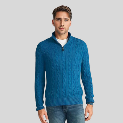 Paul Mens Cable Knit Zipper Sweater For Men Cozy Warmth And Timeless Style Premium Quality