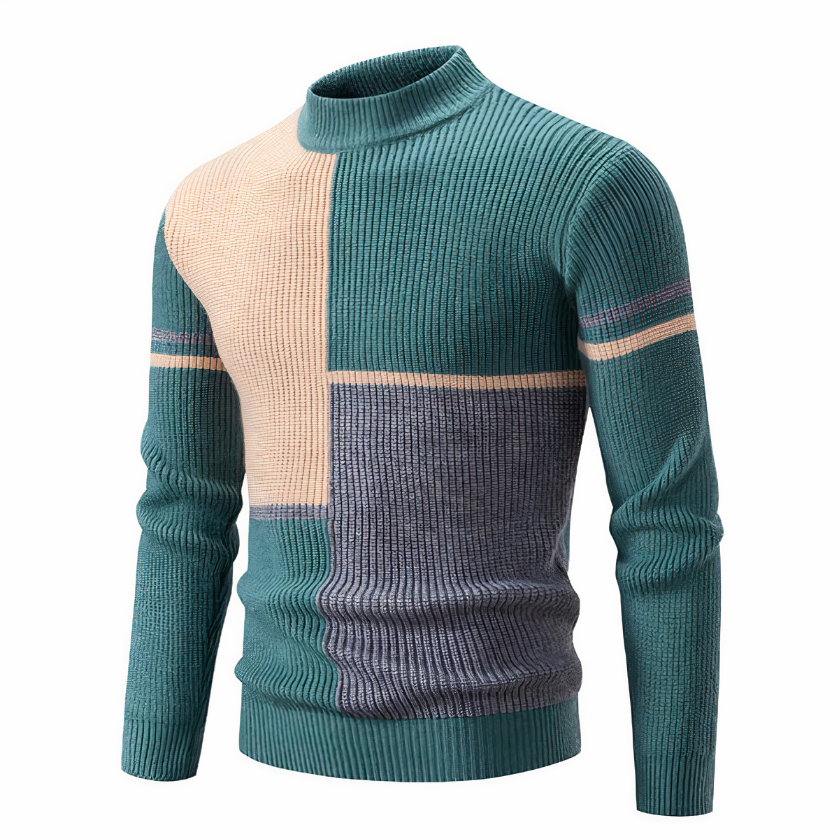 Tinku | Stylish Patchwork Knit Sweater for Men