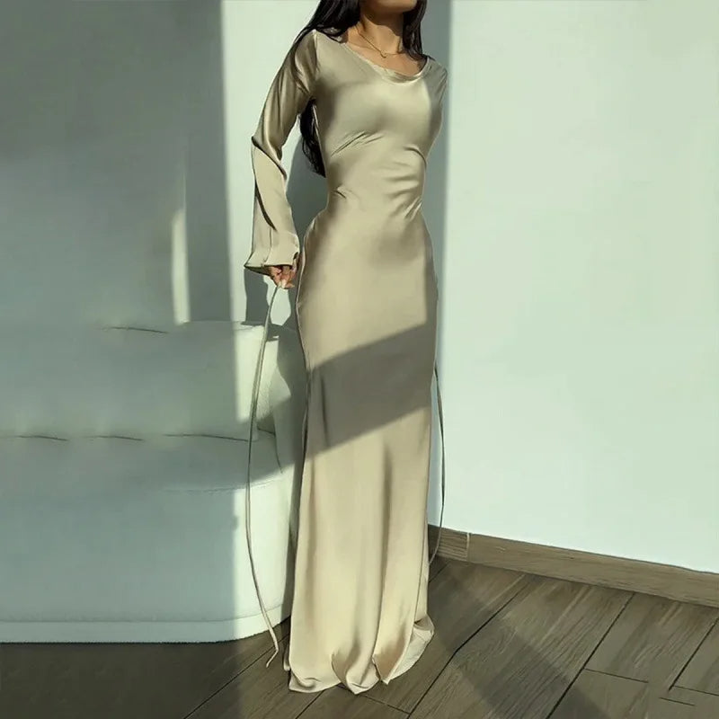 Elegant Satin Women's Maxi Dress
