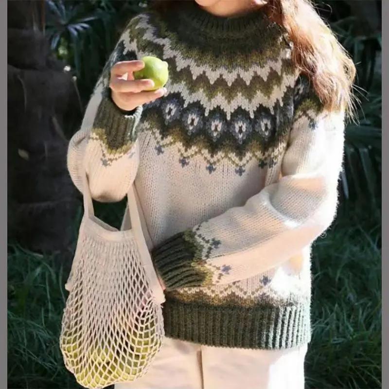 Fair Isle Crewneck Jumper for Women – Cozy & Versatile