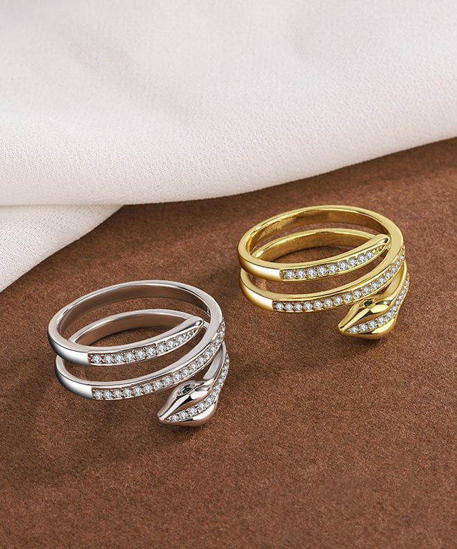 Ensemble de deux bagues tendance en alliage de zirconium en forme de S - TrendAura