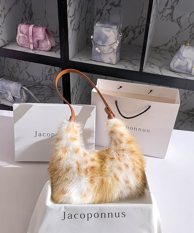 Sac à main polyvalent en fourrure marron tendance - TrendAura