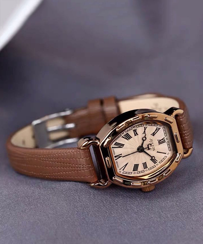 Montre tendance en alliage de cuir et verre trempé patchwork - TrendAura