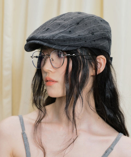 Chapeau breton fin à rayures gris foncé tendance - TrendAura