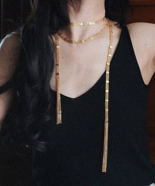Collier pendentif à pompon multicouches en cuivre doré tendance - TrendAura