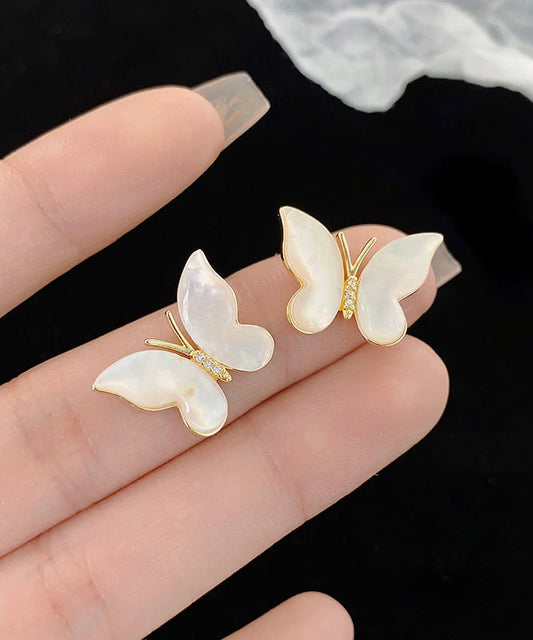 Boucles d'oreilles papillon tendance en or, cuivre et zircons - TrendAura