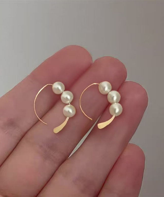Boucles d'oreilles créoles tendance en argent sterling et or avec perles - TrendAura