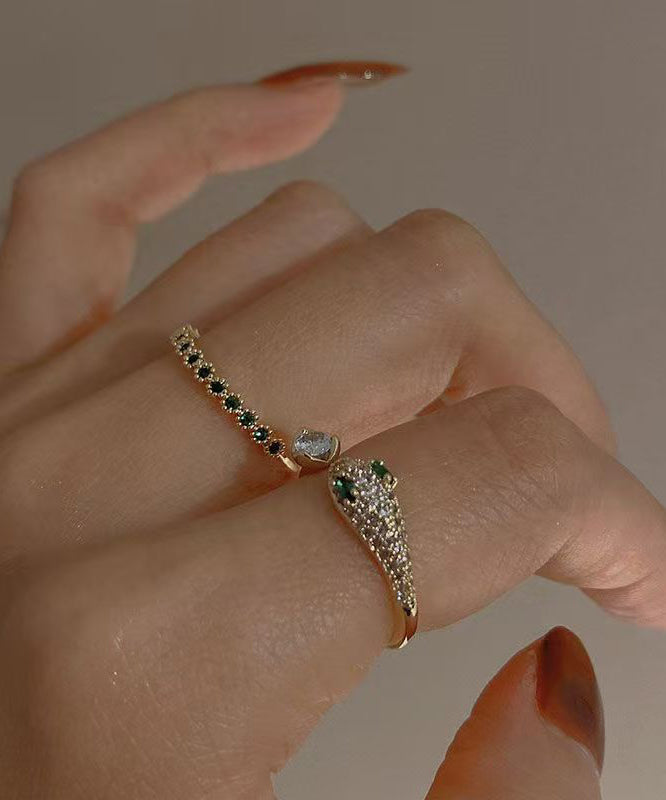 Ensemble de deux bagues ouvertes tendance en argent sterling et zircone surdoré - TrendAura