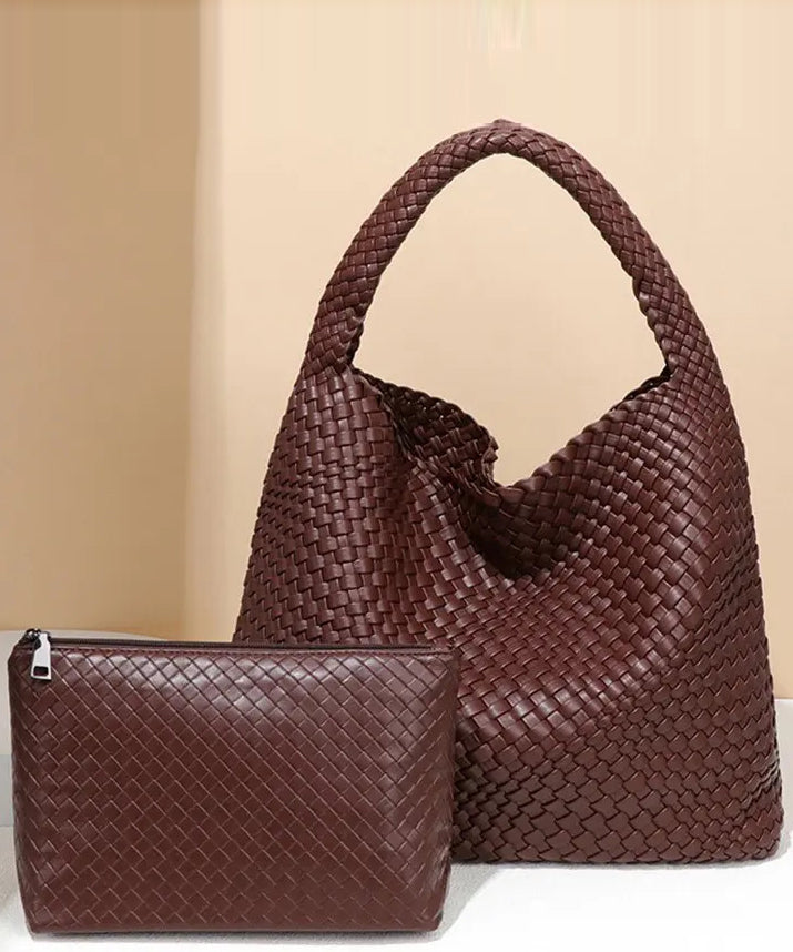 Sac fourre-tout en cuir durable tissé à la main, tendance, mûrier - TrendAura