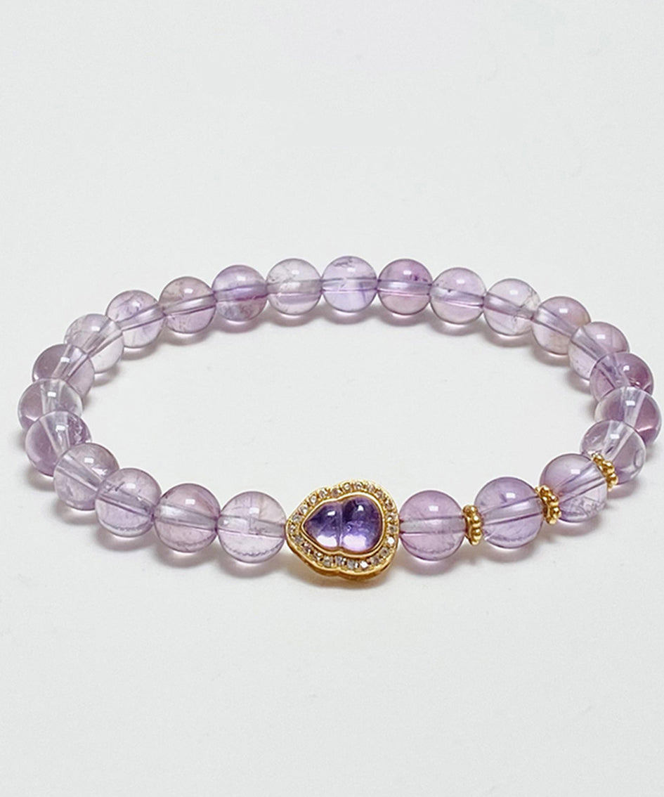 Bracelet chaîne en calebasse en alliage violet et cristal de zircon - TrendAura