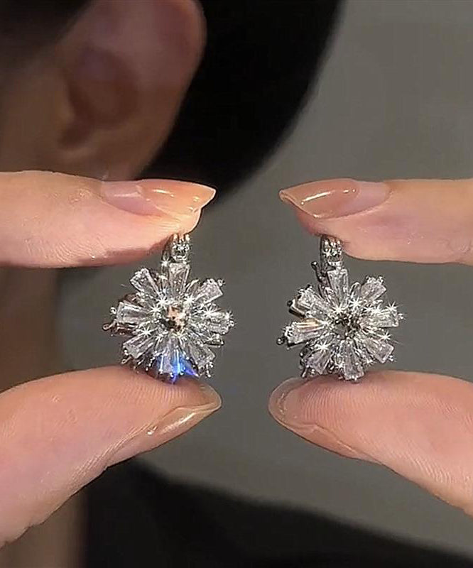 Boucles d'oreilles créoles neige en soie, cuivre et zircon - TrendAura