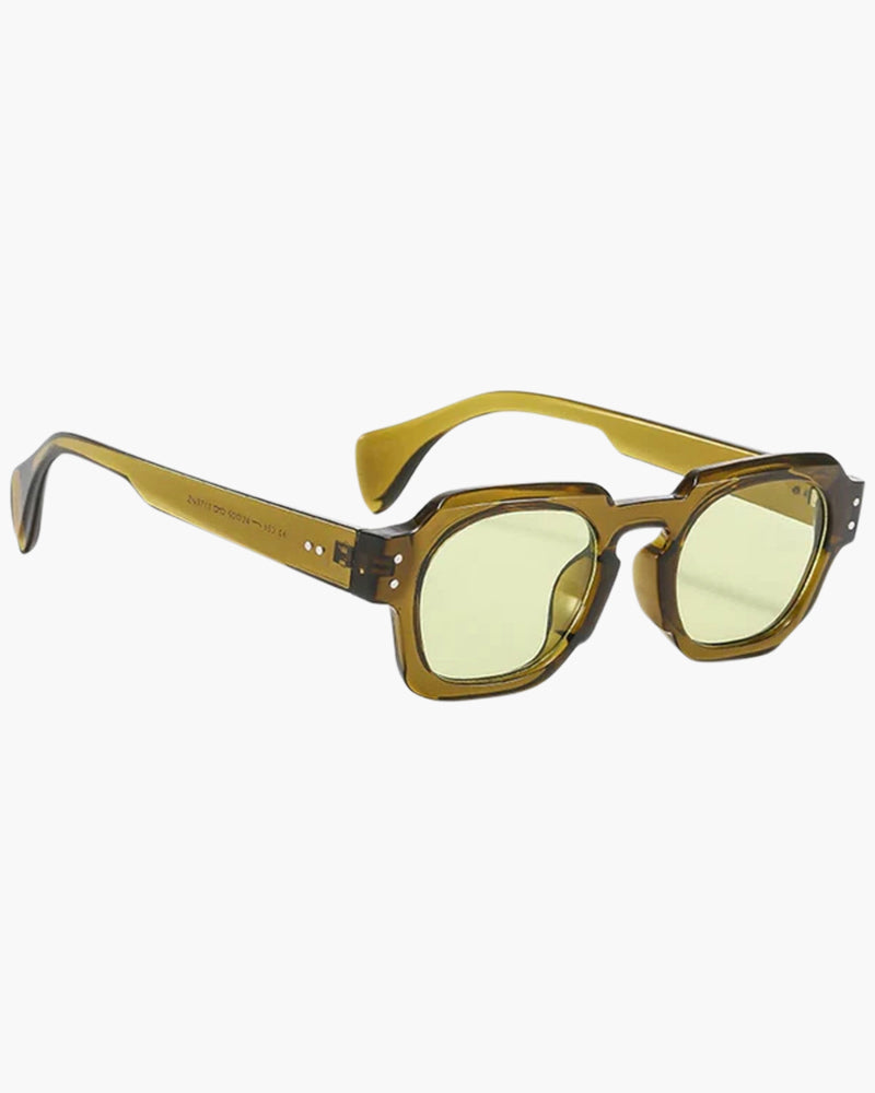 Julian Men’s Square Frame Sunglasses – Bold Retro Acetate Style Green - TrendAura