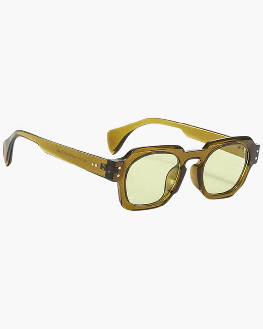 Julian Men’s Square Frame Sunglasses – Bold Retro Acetate Style Green - TrendAura