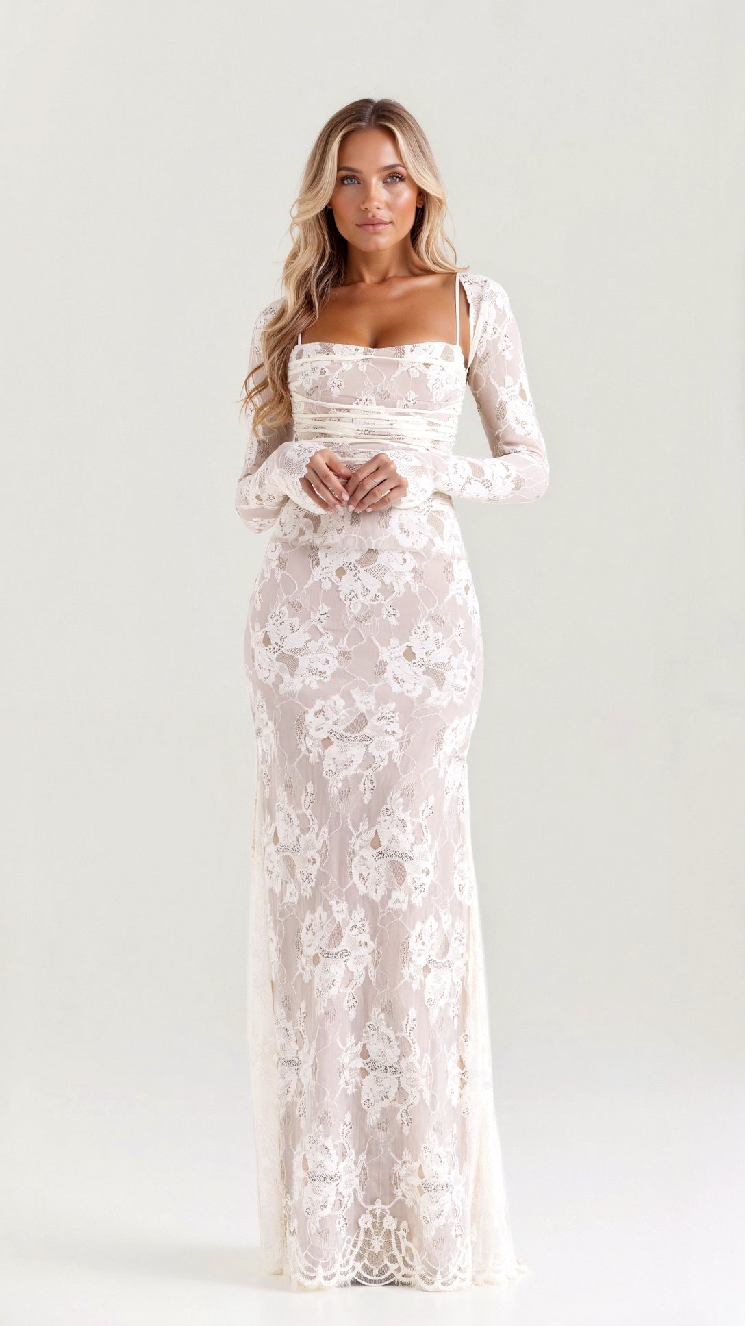 Women's lace long-sleeve dress | Maxi