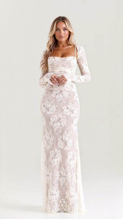 Women's lace long-sleeve dress | Maxi