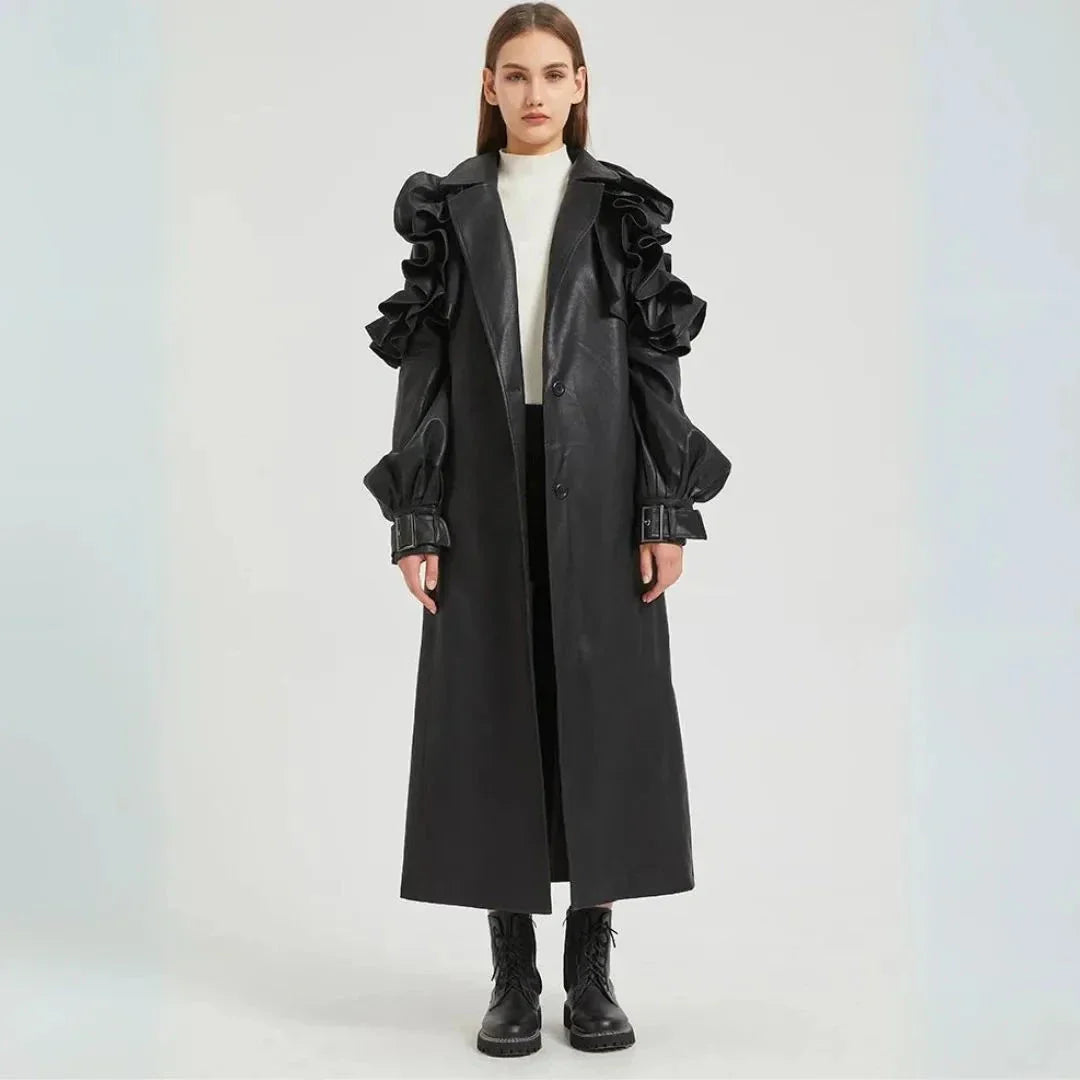 Faye Ruffled Statement Trench Coat