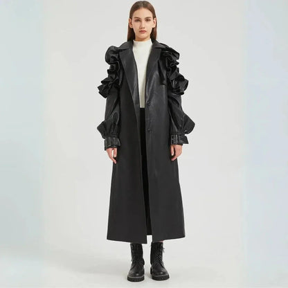 Faye Ruffled Statement Trench Coat