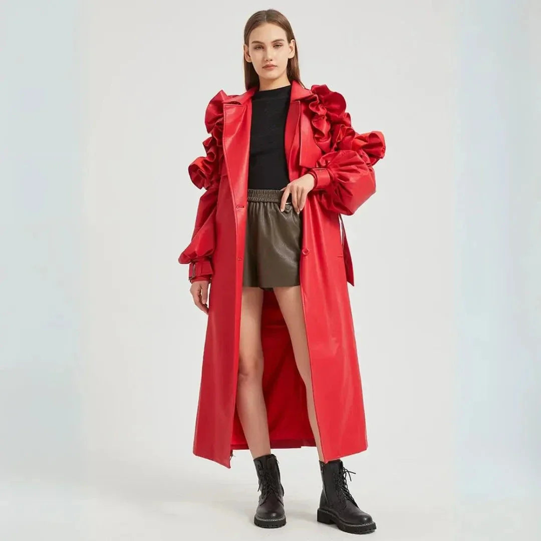 Faye Ruffled Statement Trench Coat