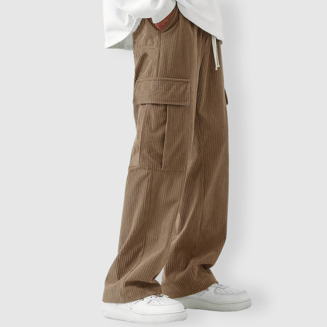 TrendAura Felix Grant Corduroy Cargo Pants - Relaxed Baggy Fit With Practical Cargo Pockets