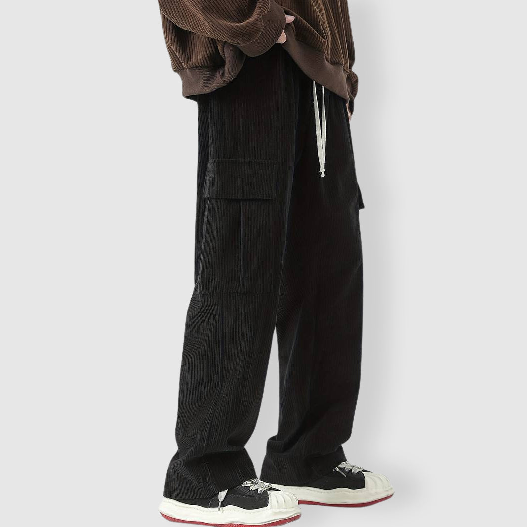 TrendAura Felix Grant Corduroy Cargo Pants - Relaxed Baggy Fit With Practical Cargo Pockets
