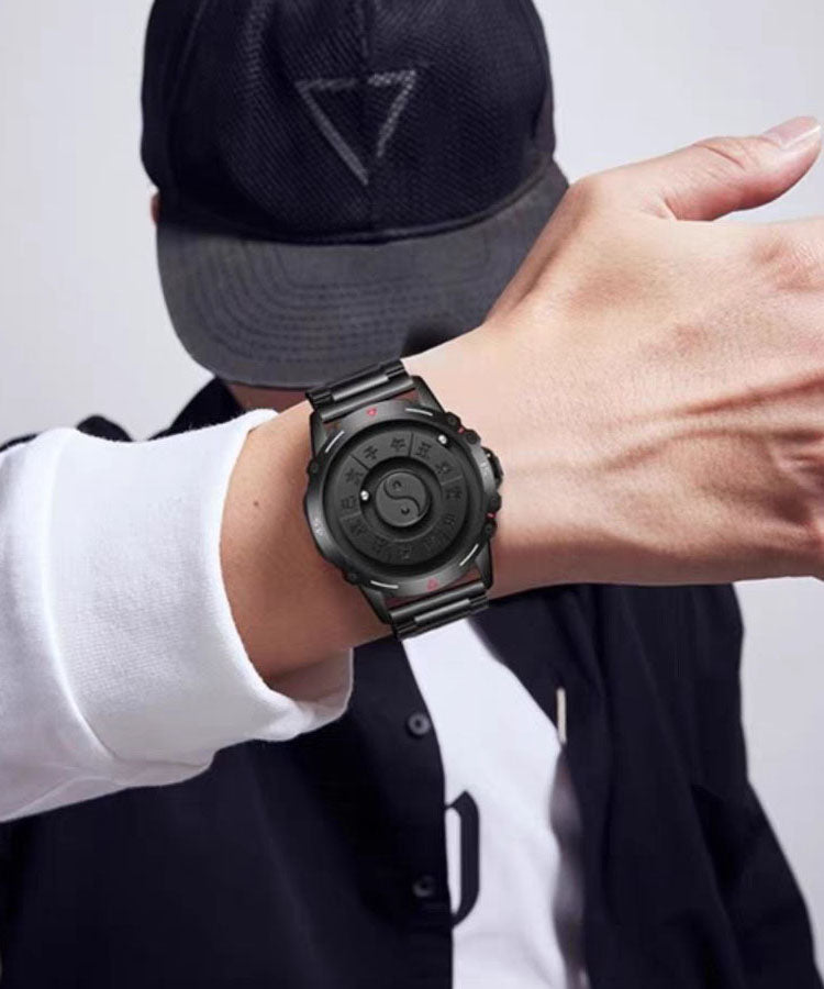 Montres étanches à mouvement à quartz en acier inoxydable noir de qualité - TrendAura