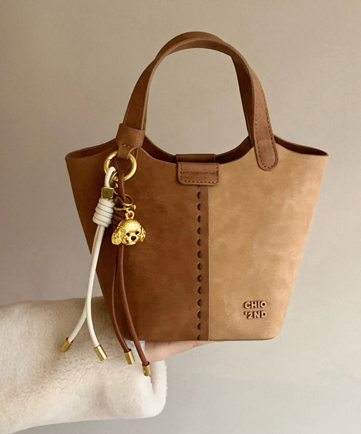 Sac fourre-tout en similicuir patchwork marron fin - TrendAura
