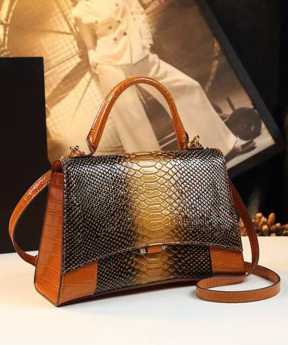 Sac fourre-tout en cuir de veau gaufré orange fin - TrendAura