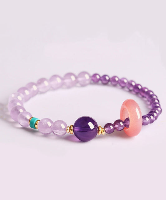 Bracelet chaîne en alliage fin et perles de cristal violet - TrendAura