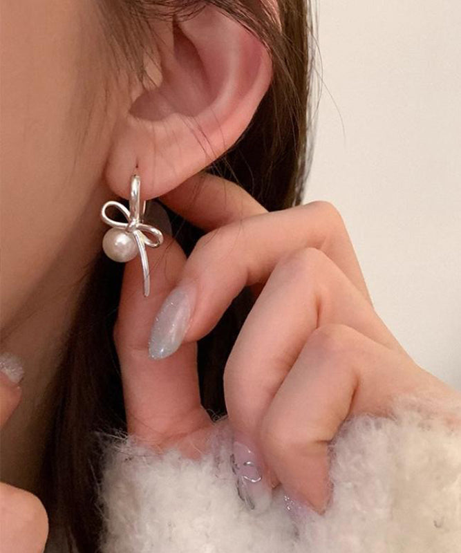Boucles d'oreilles créoles en argent sterling et perles en soie fine - TrendAura