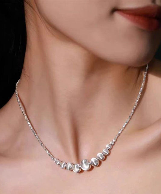 Collier de perles graduées en argent sterling et en argent brisé avec pierre œil de chat en soie fine - TrendAura
