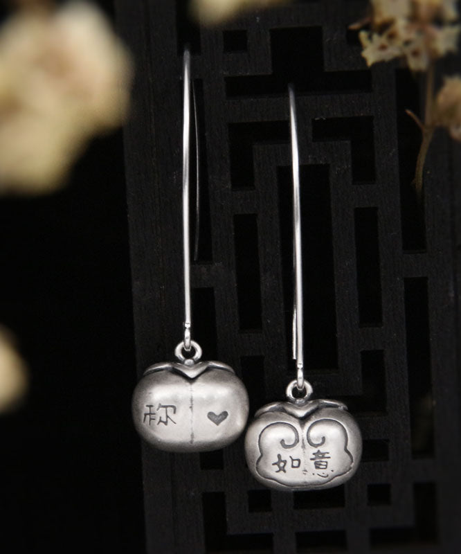 Boucles d'oreilles créoles en argent sterling et soie fine Persimmon Ruyi - TrendAura