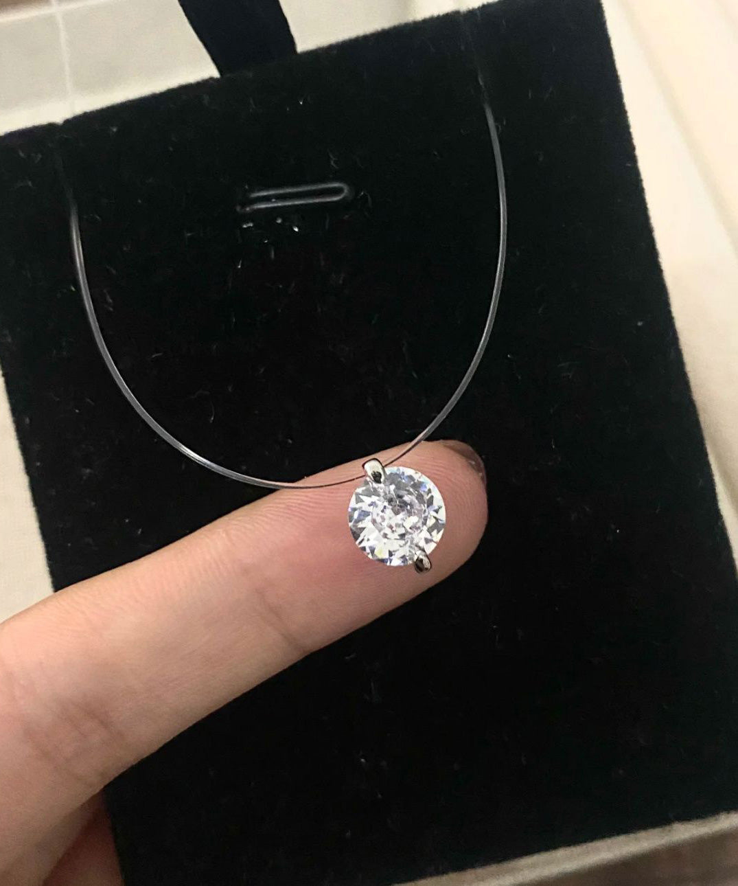 Collier ras du cou en argent sterling et zircon en soie fine - TrendAura