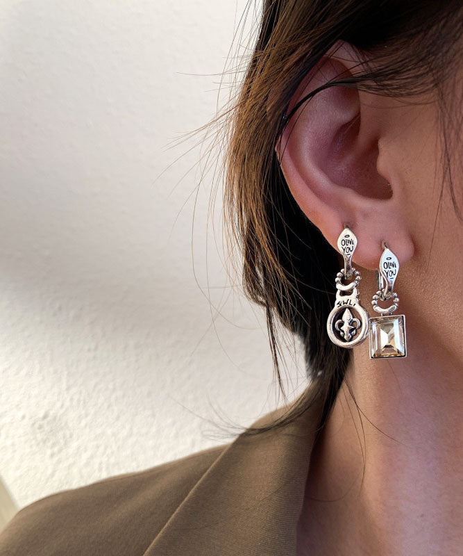 Boucles d'oreilles pendantes en argent sterling et zircon en forme de croix - TrendAura