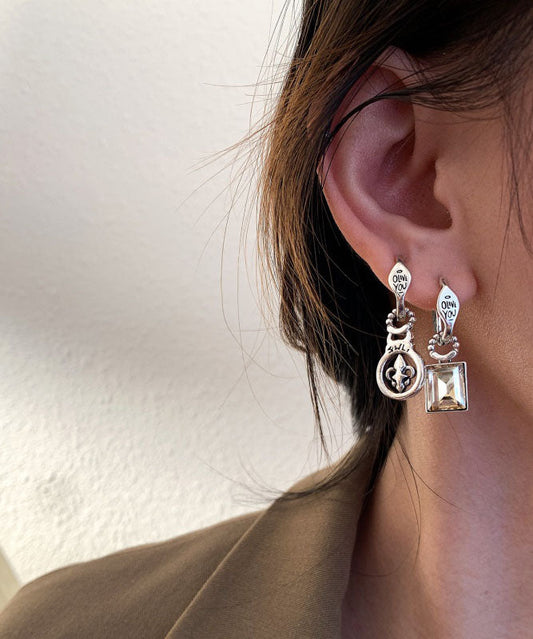 Boucles d'oreilles pendantes en argent sterling et zircon en forme de croix - TrendAura