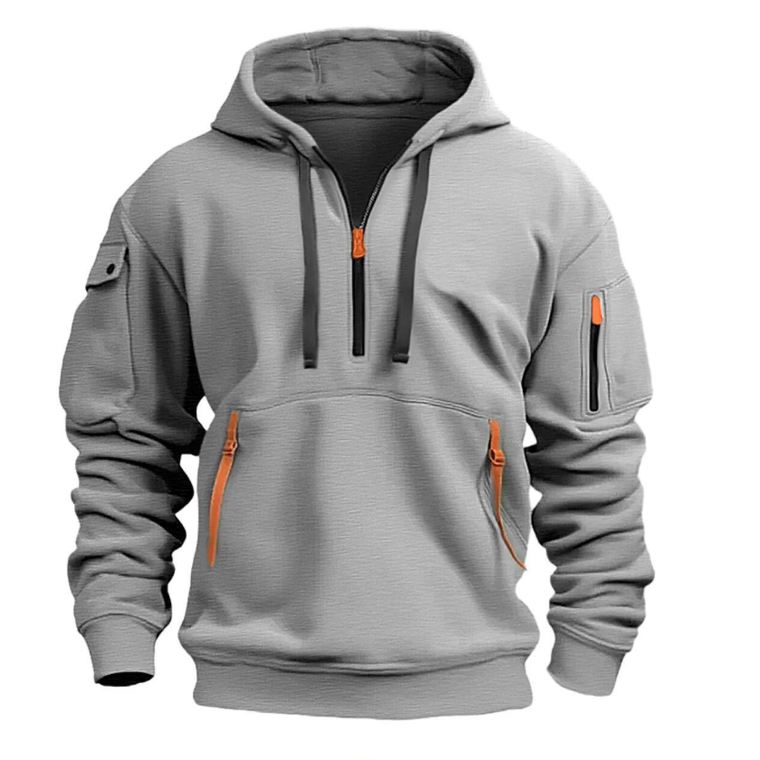 Jayden Men's Long Sleeve Utility Pocket Hoodie For Everyday Wear With Multiple Pockets