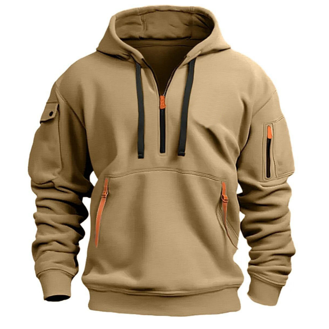 Jayden Men's Long Sleeve Utility Pocket Hoodie For Everyday Wear With Multiple Pockets