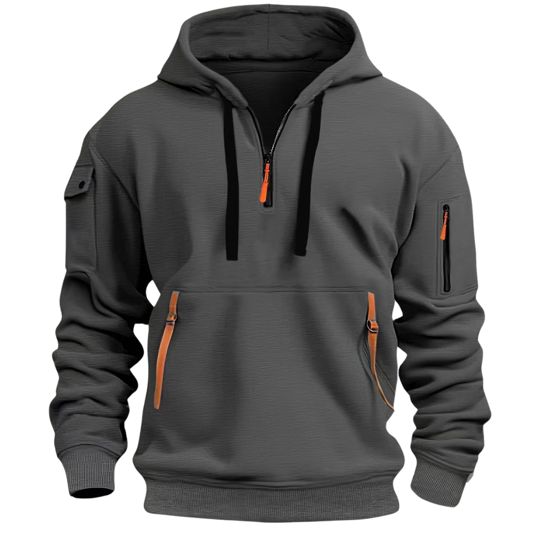 Jayden Men's Long Sleeve Utility Pocket Hoodie For Everyday Wear With Multiple Pockets