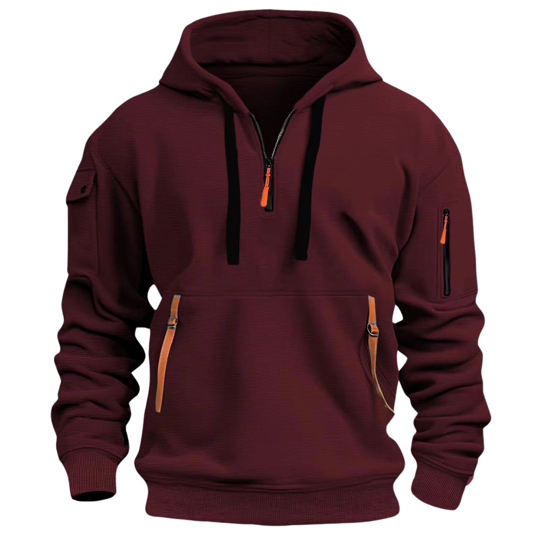 Jayden Men's Long Sleeve Utility Pocket Hoodie For Everyday Wear With Multiple Pockets