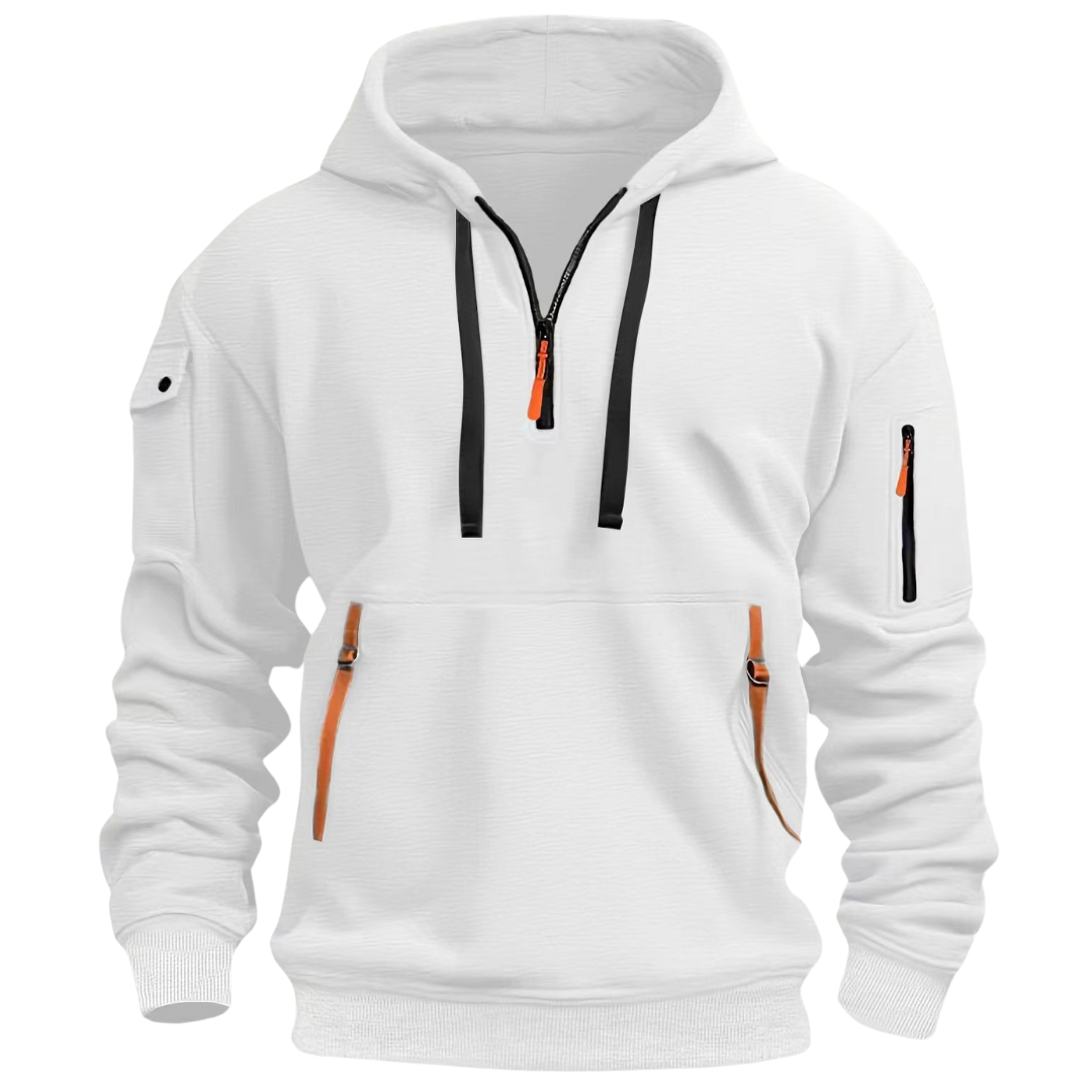 Jayden Men's Long Sleeve Utility Pocket Hoodie For Everyday Wear With Multiple Pockets
