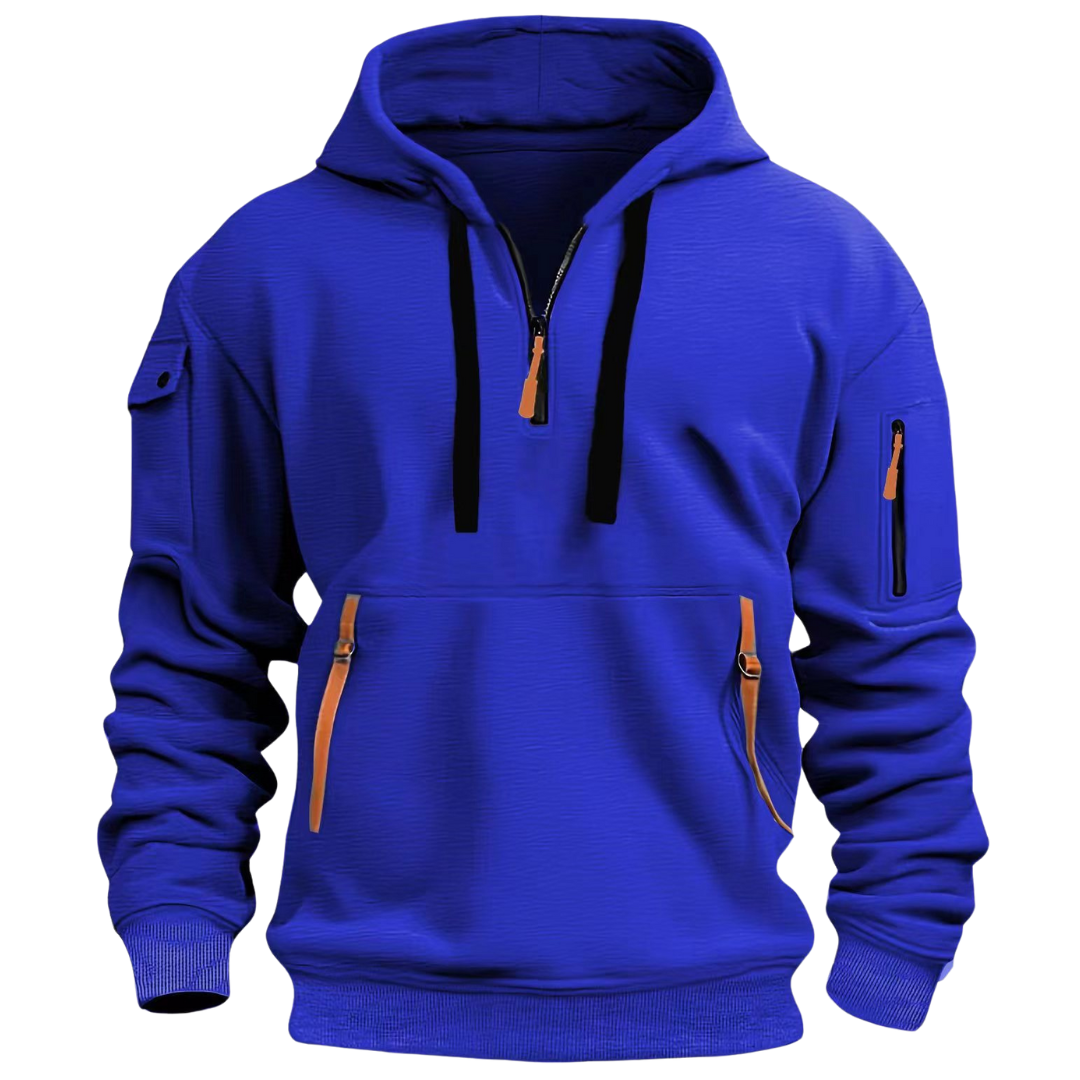 Jayden Men's Long Sleeve Utility Pocket Hoodie For Everyday Wear With Multiple Pockets