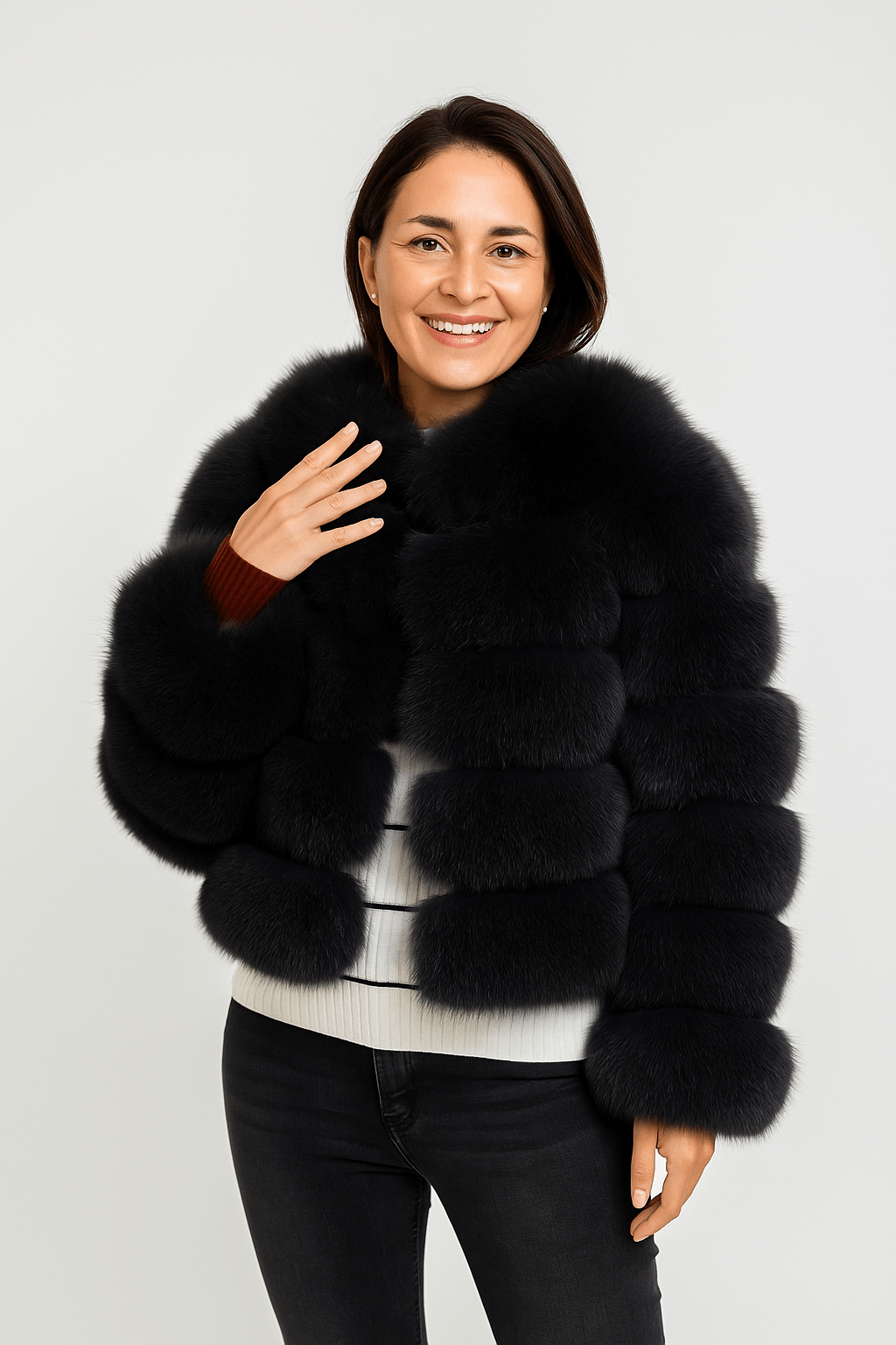 Fluffy faux fur jacket