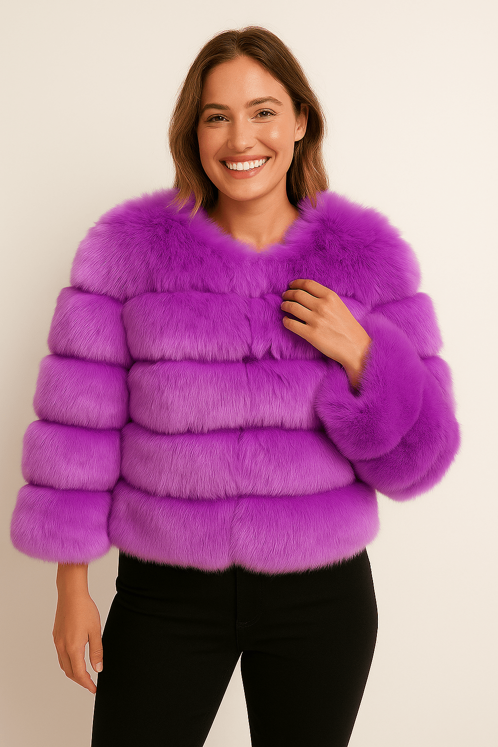 Fluffy faux fur jacket