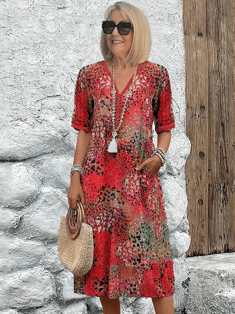 TrendAura Floral Midi Dress for Women - Breezy and Effortlessly Elegant Summer Style