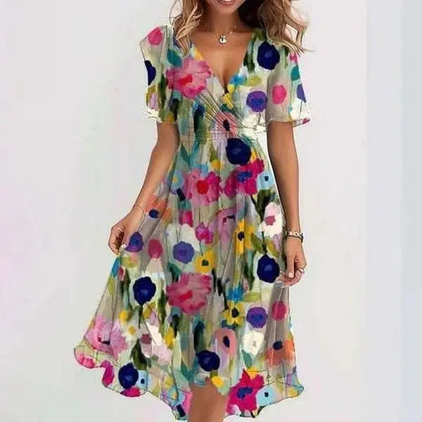 Floral Midi Dress for Women – Effortless Elegance & Flowing Fit for Summer Events