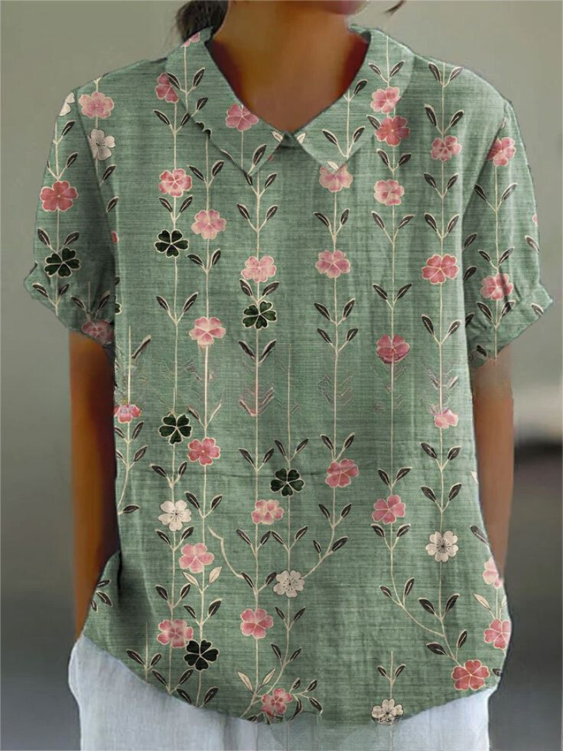 Women's blouse with floral pattern | short sleeve