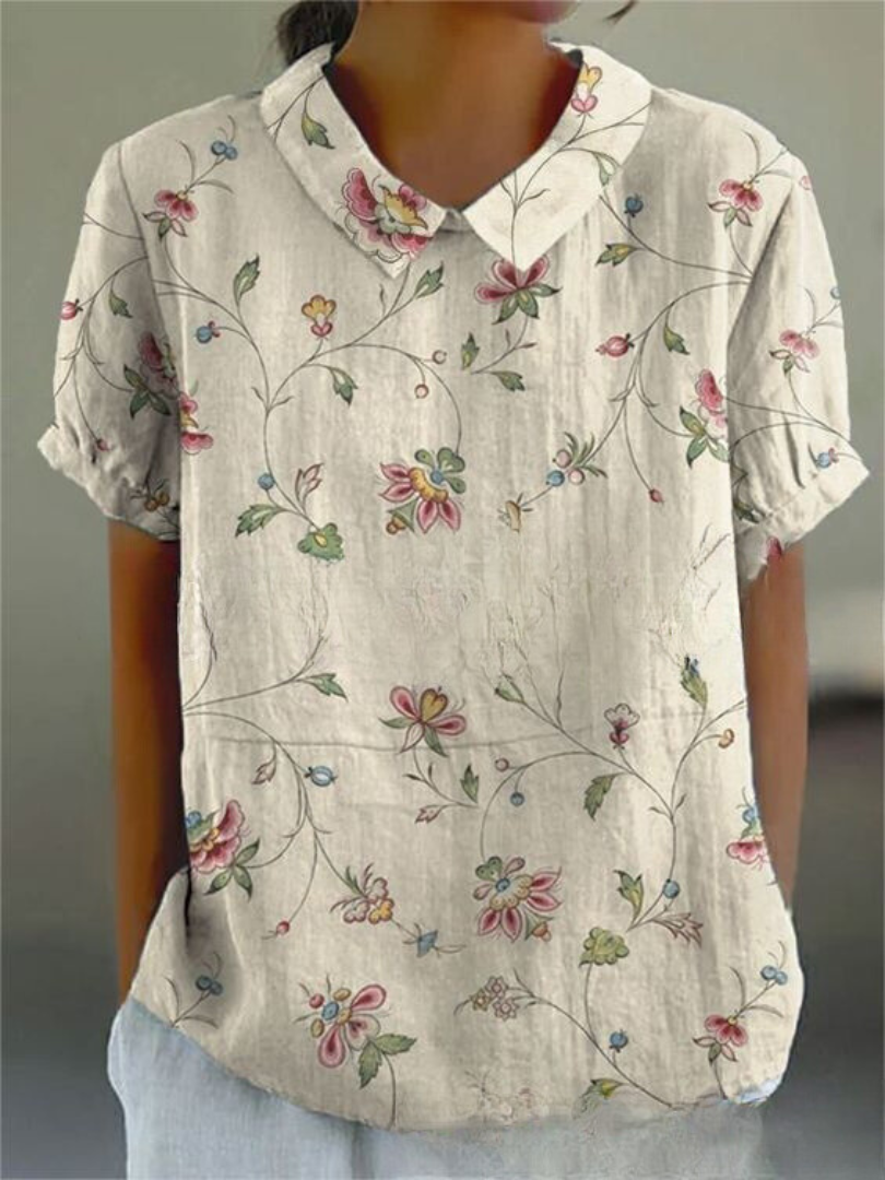 Women's blouse with floral pattern | short sleeve