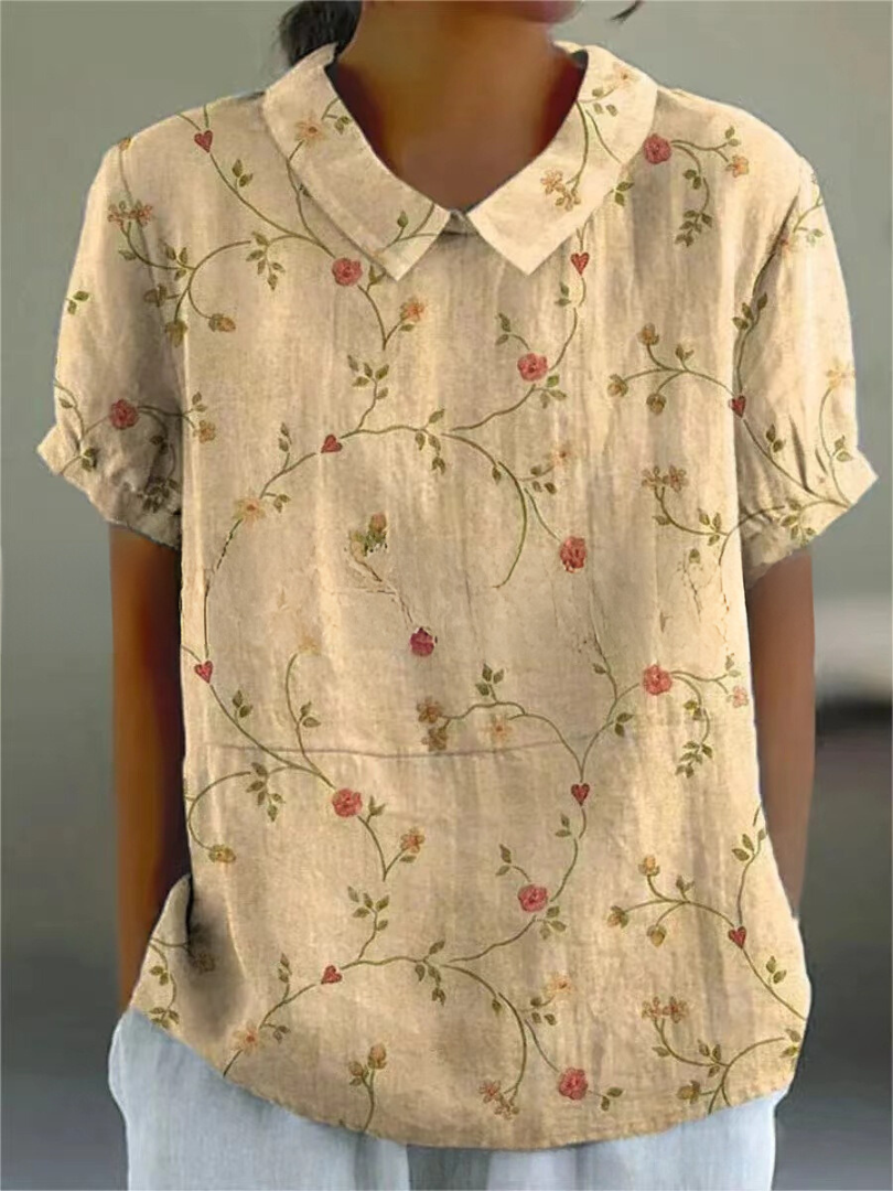 Women's blouse with floral pattern | short sleeve