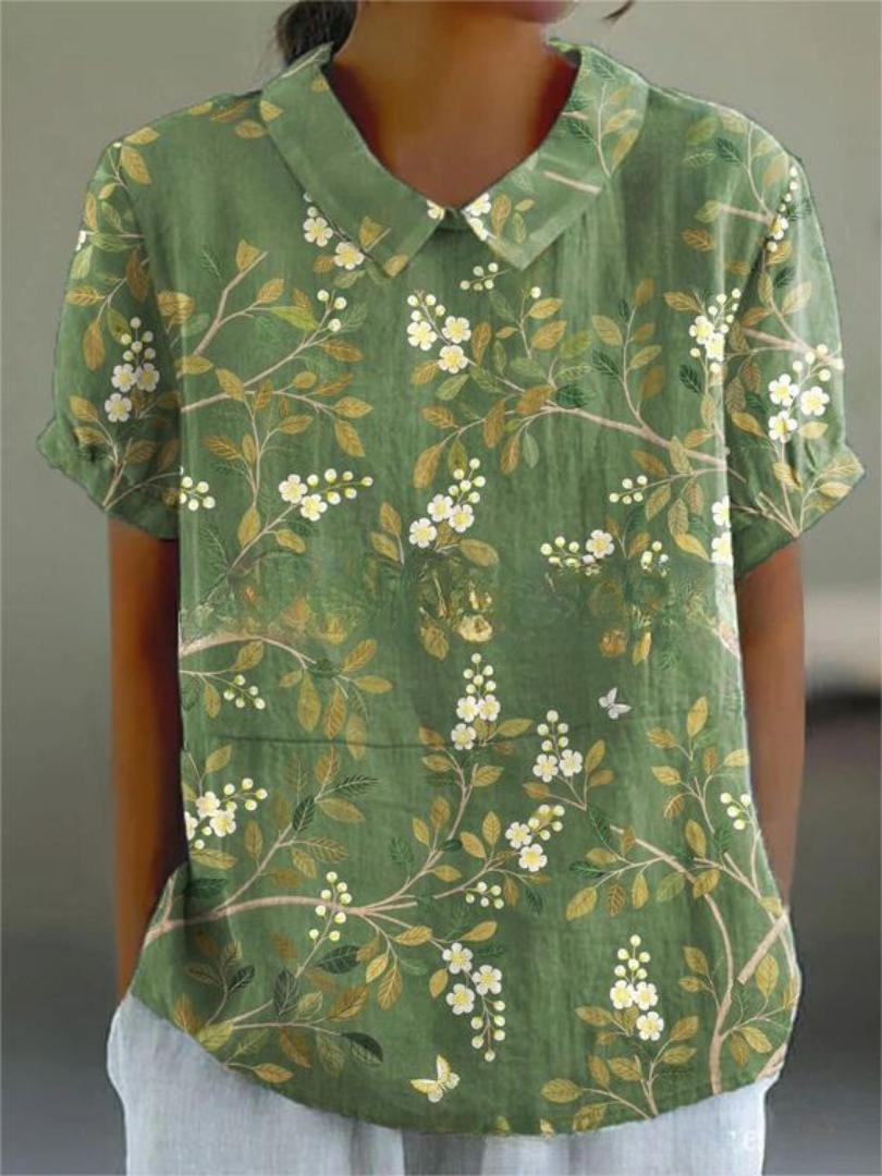 Women's blouse with floral pattern | short sleeve